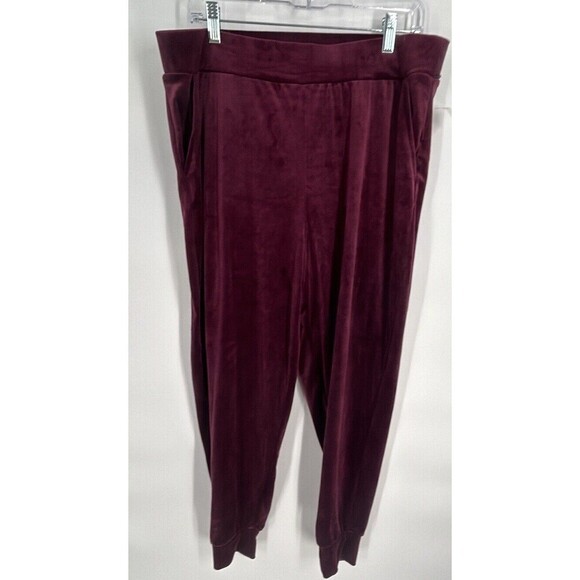 Cable & Gauge Sport Burgundy Velvet Jogger Pants Size XL - Picture 1 of 6